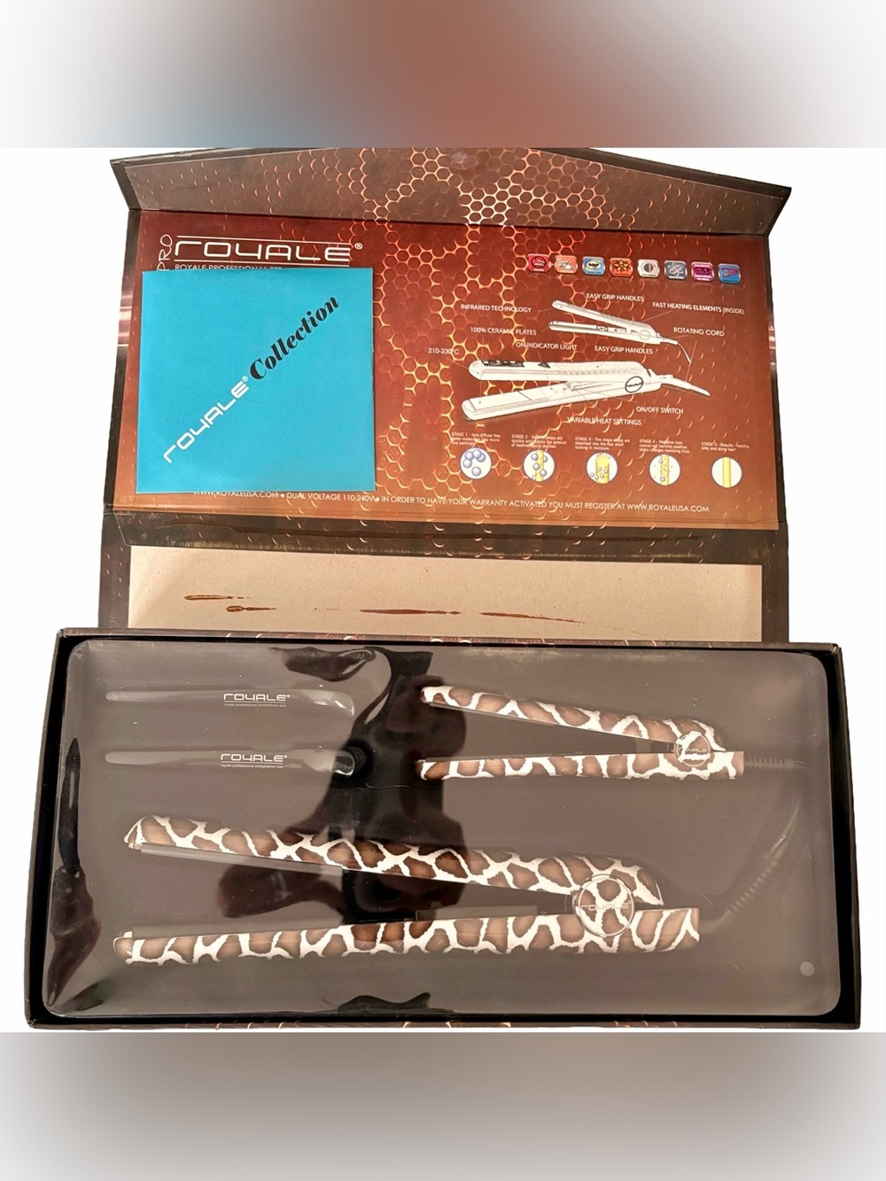Pro Royale Brown Giraffe Print Hair Styling Set